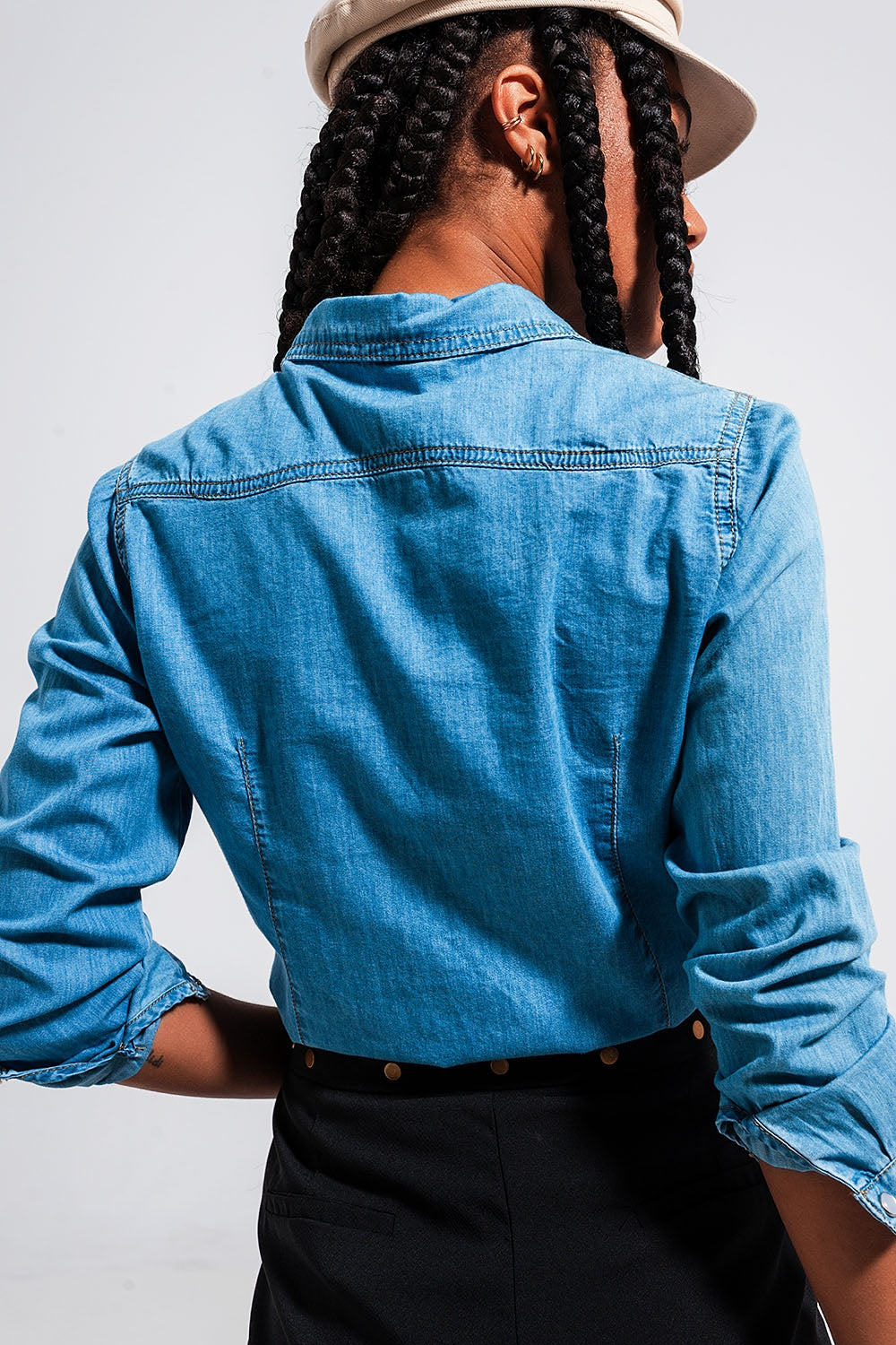 Camicia in denim blu medio