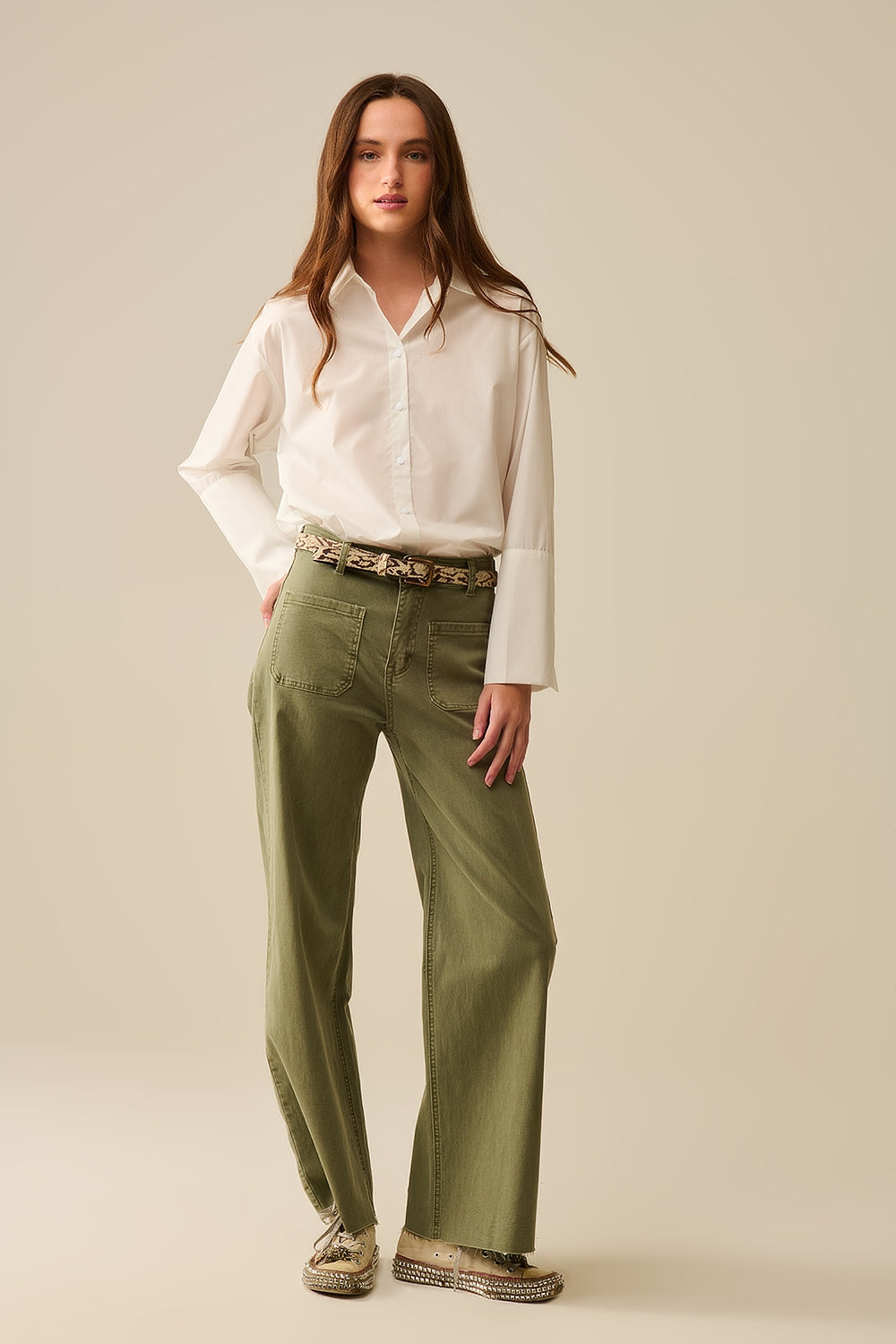 camicia in popeline bianco con polsini extra larghi