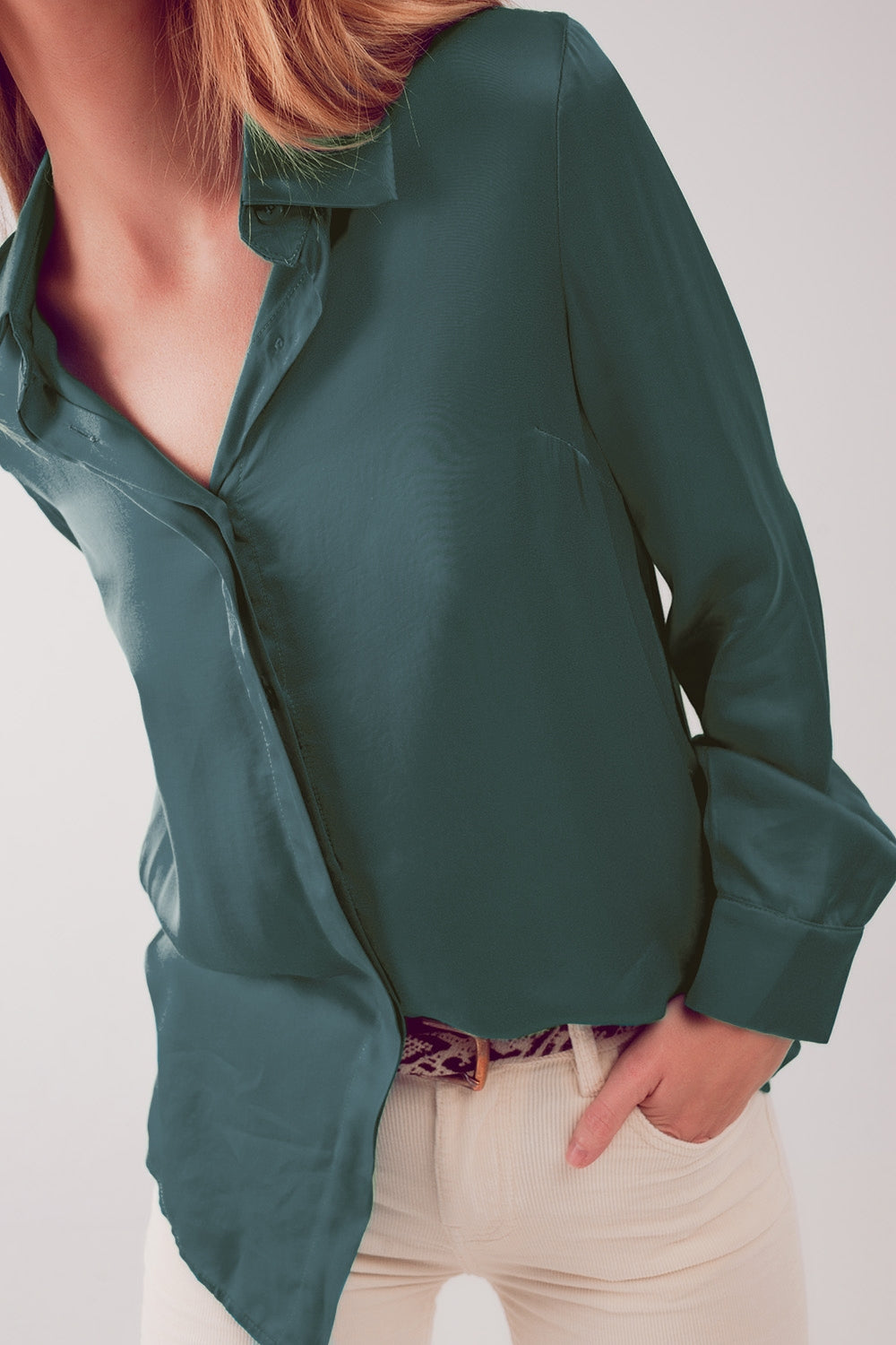 Camicia in raso verde