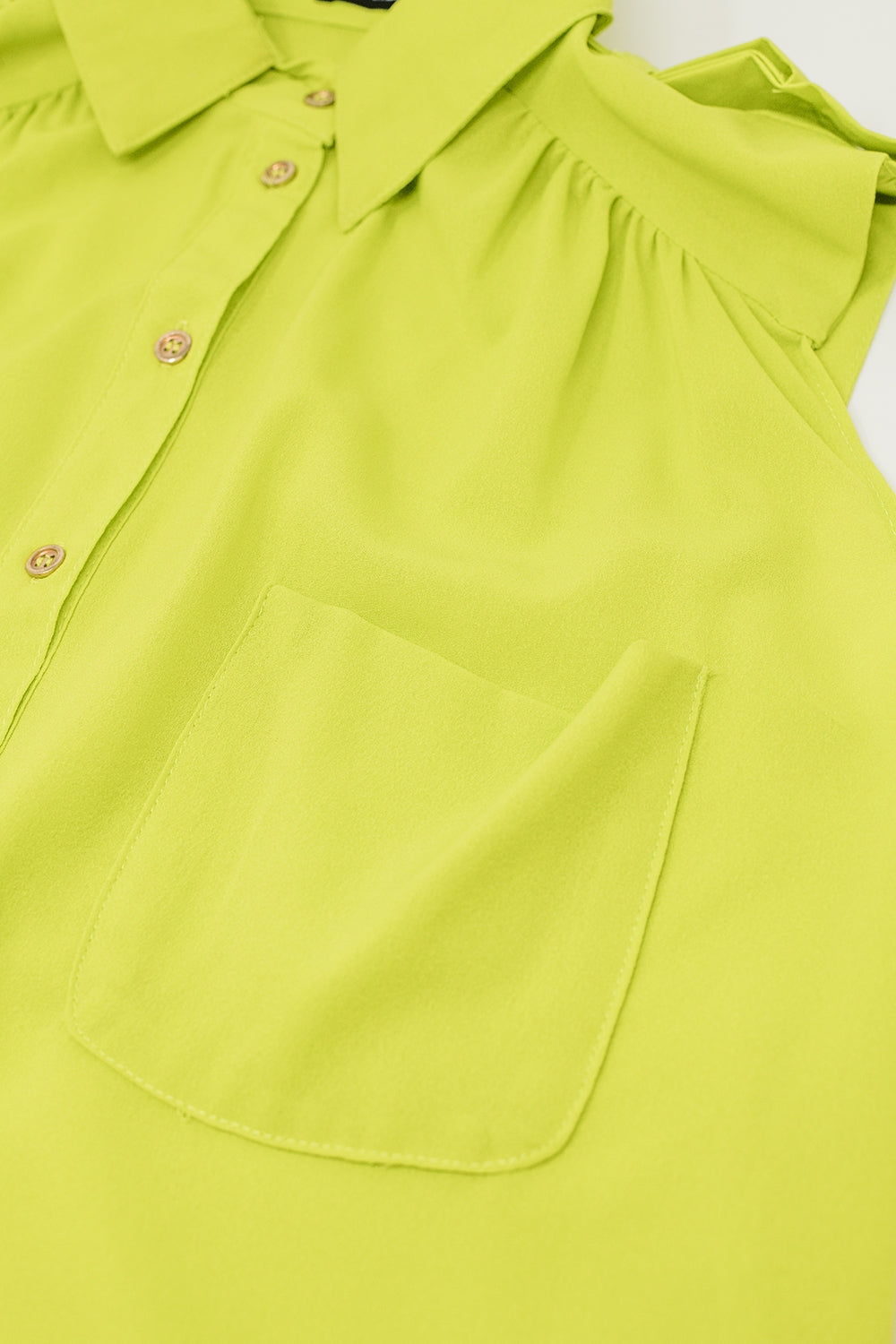 camicia lunga in raso color lime con tasche