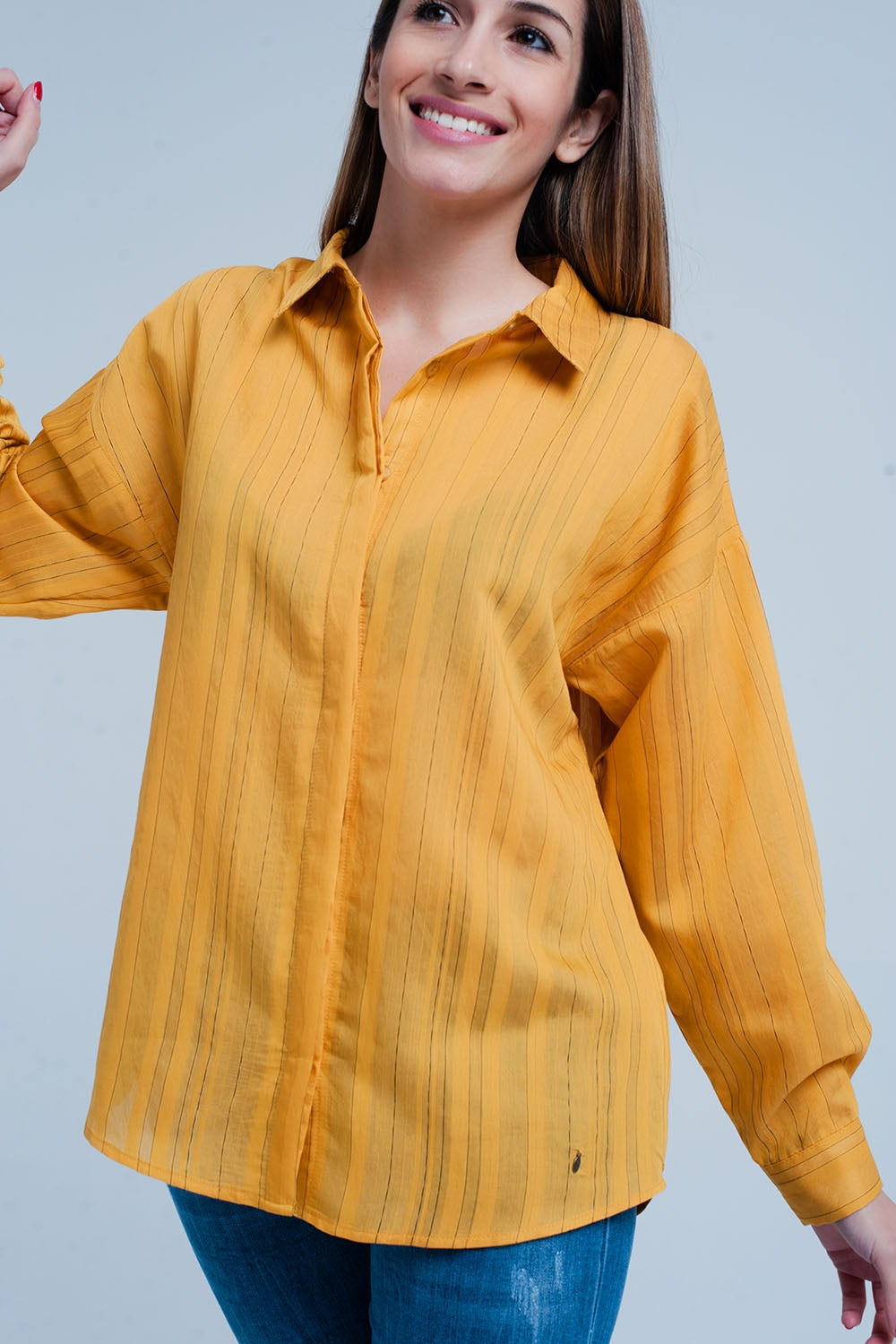 Camicia mustard oversize a righe