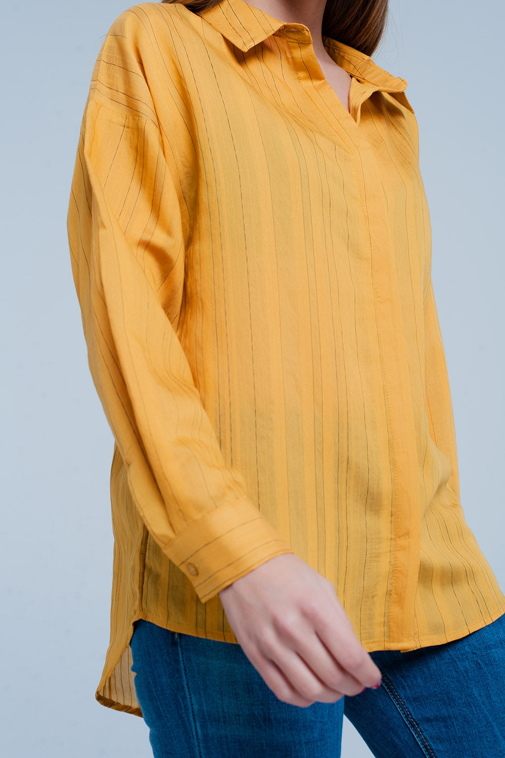 Camicia mustard oversize a righe