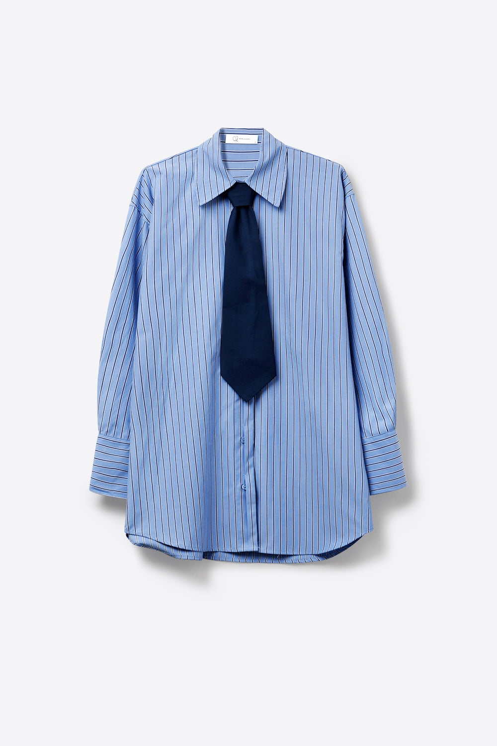 Camicia oversize a righe azzurre con bottoni