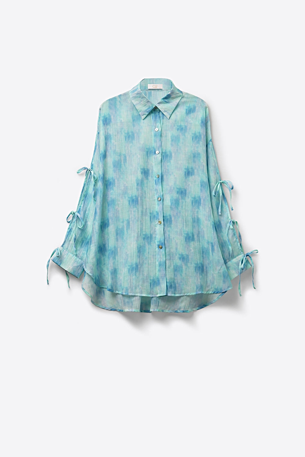 Camicia oversize con bottoni a fantasia blu chiaro