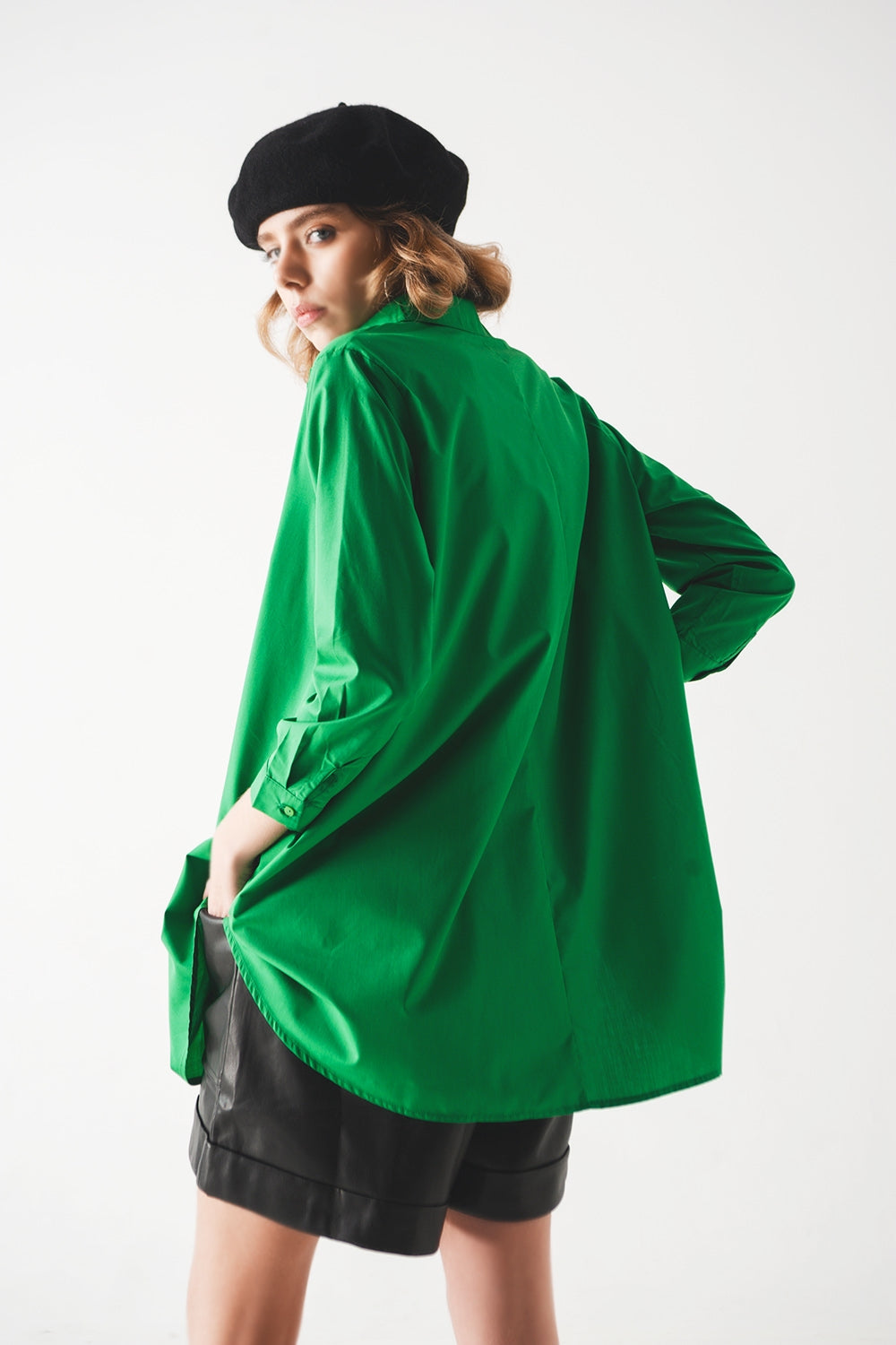 Camicia oversize in verde intenso