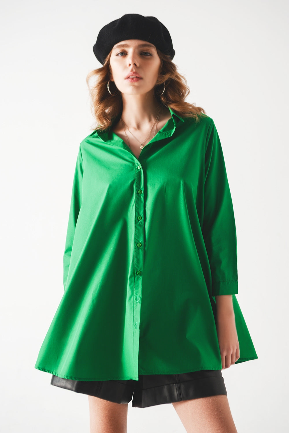 Camicia oversize in verde intenso