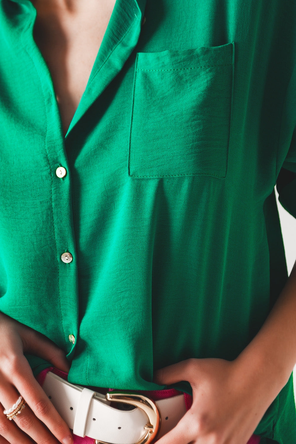 Camicia oversize verde con taschino