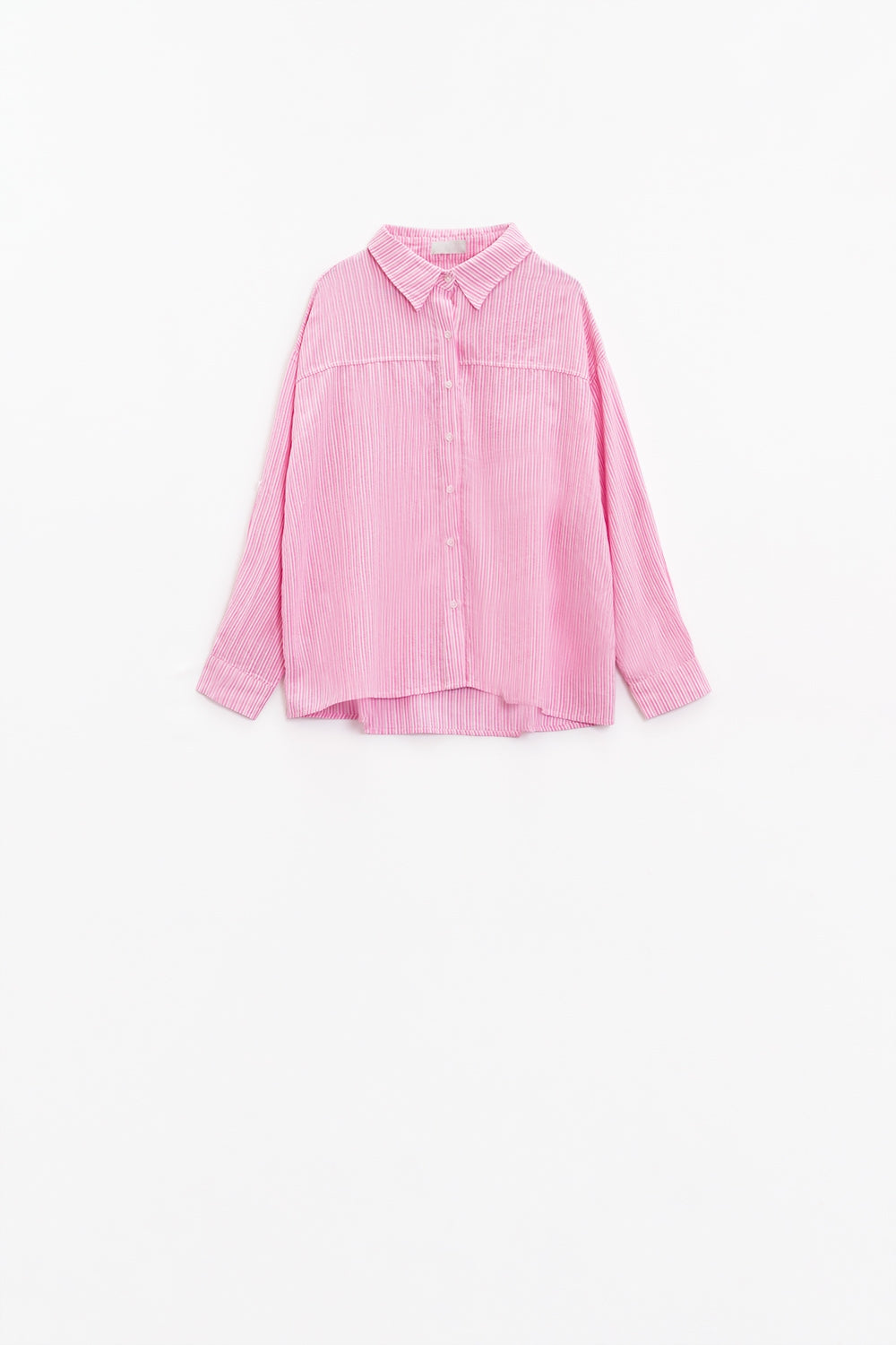 Camicia rilassata a righe sottili in rosa