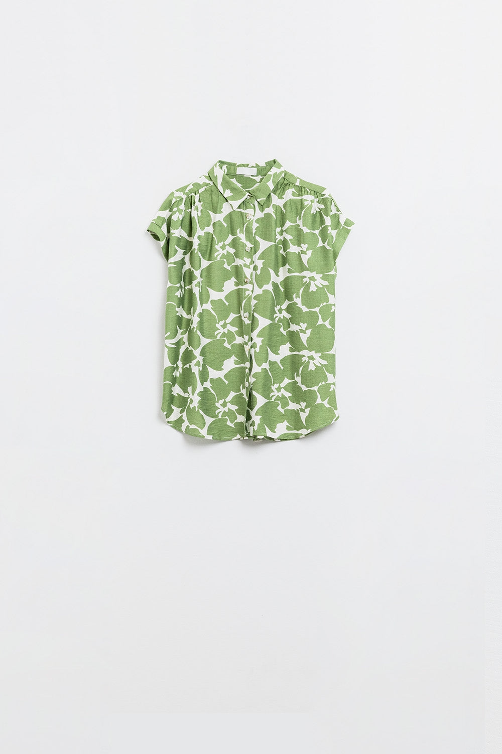 Camicia rilassata con stampa floreale in verde