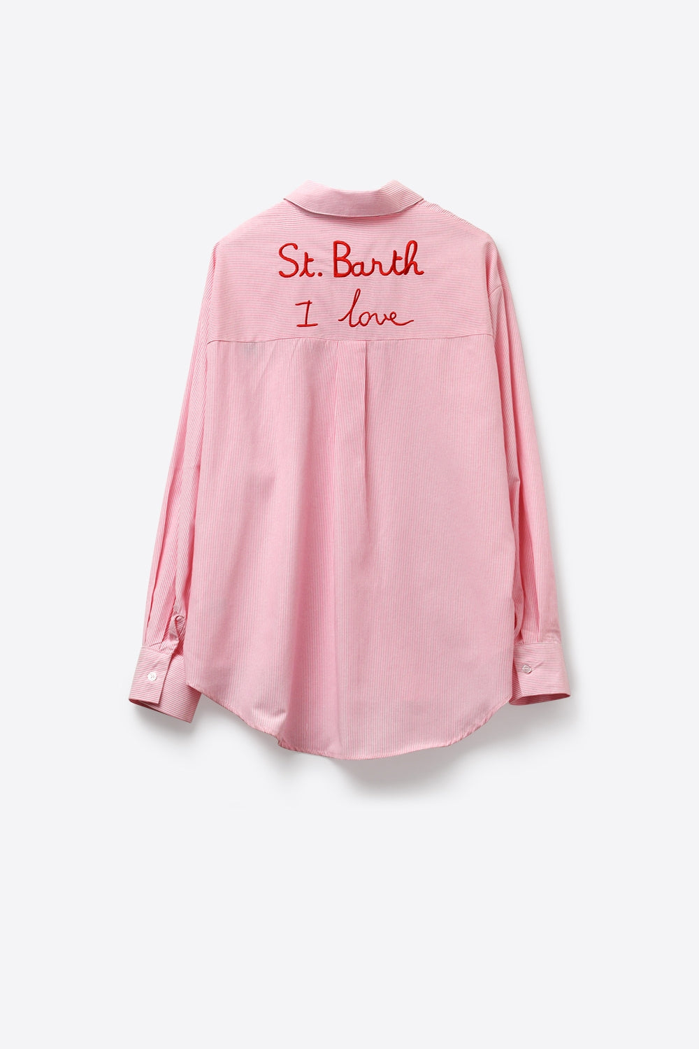 Camicia rosa a righe con dettagli ricamati St Barth