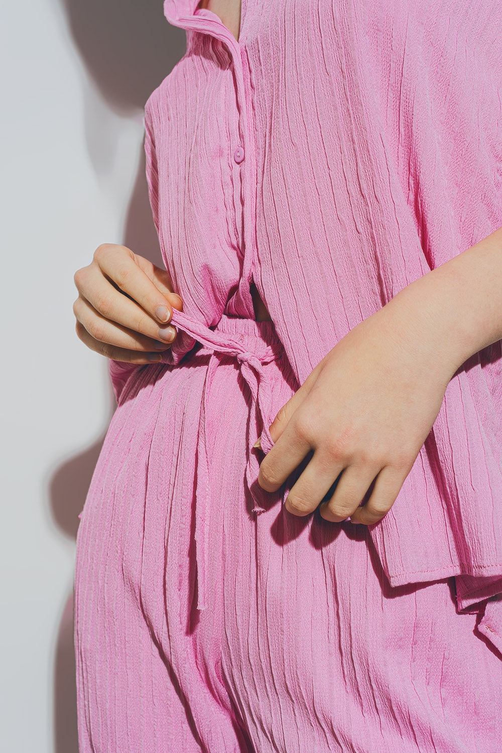 Camicia sciolta testurizzata in rosa