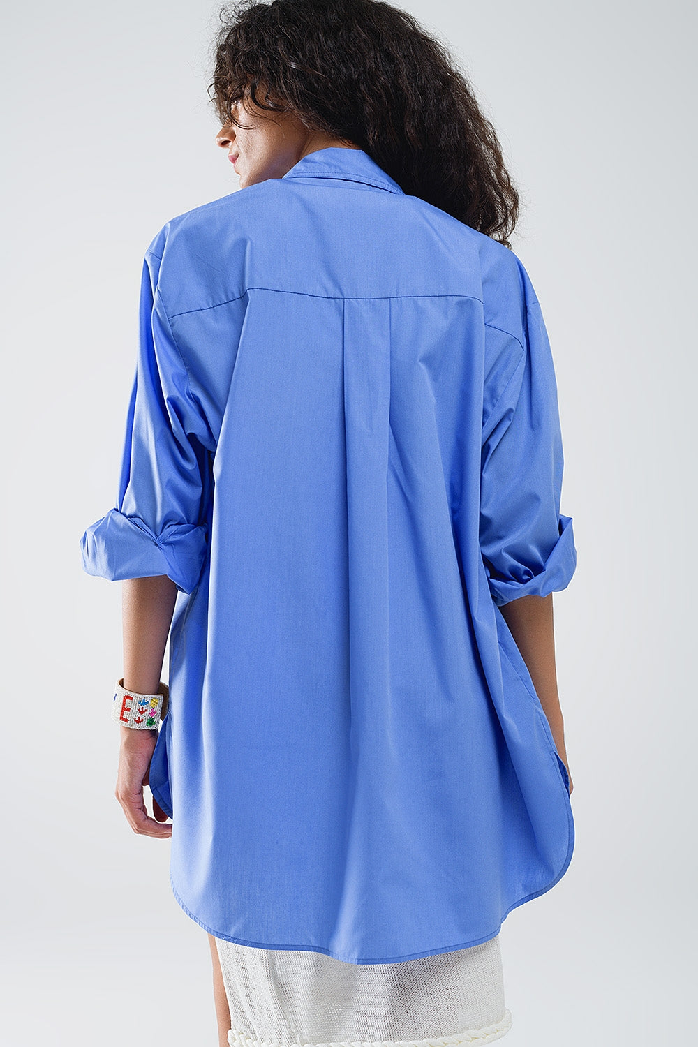 Camicia super oversize a vita alta in blu