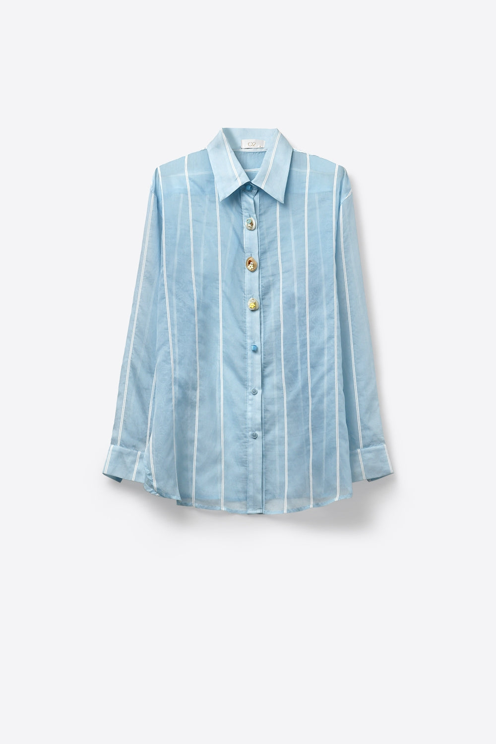 Camicia trasparente azzurro con bottoni vintage