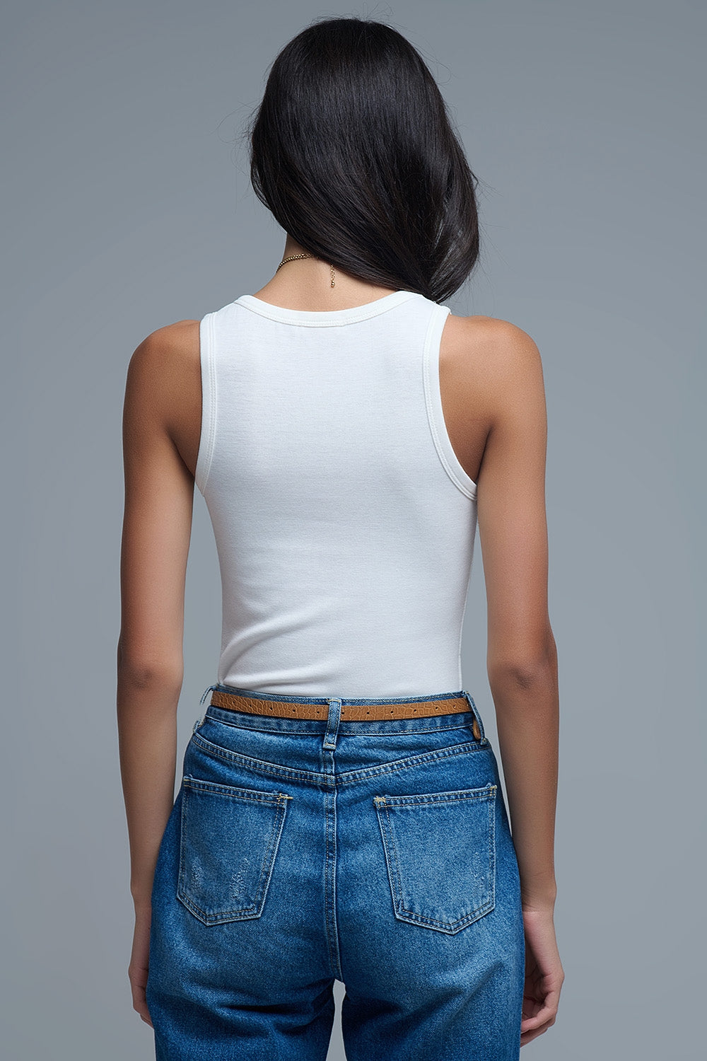 Canotta basic in maglia super morbida color crema