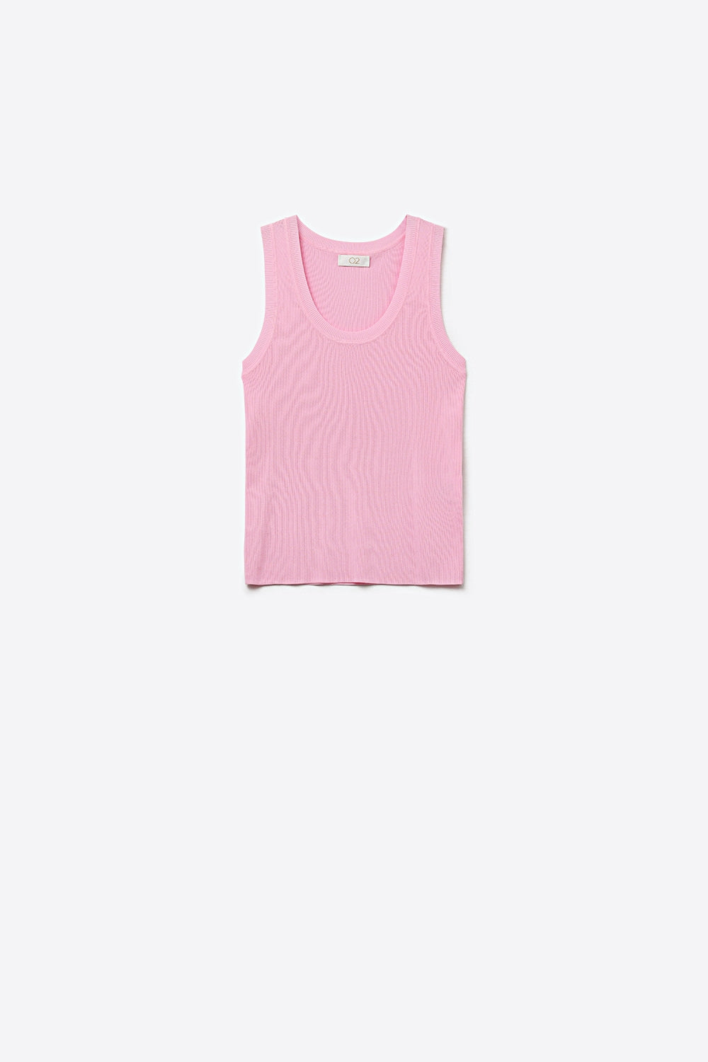 Q2 Canotta in maglia fine rosa con scollo a barchetta