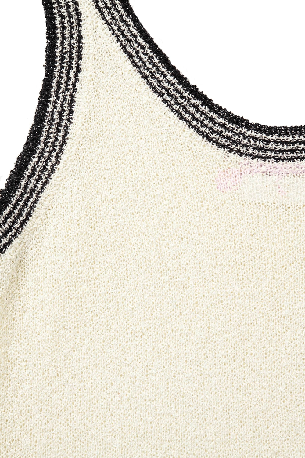 Canotta in maglia panna con finiture nere