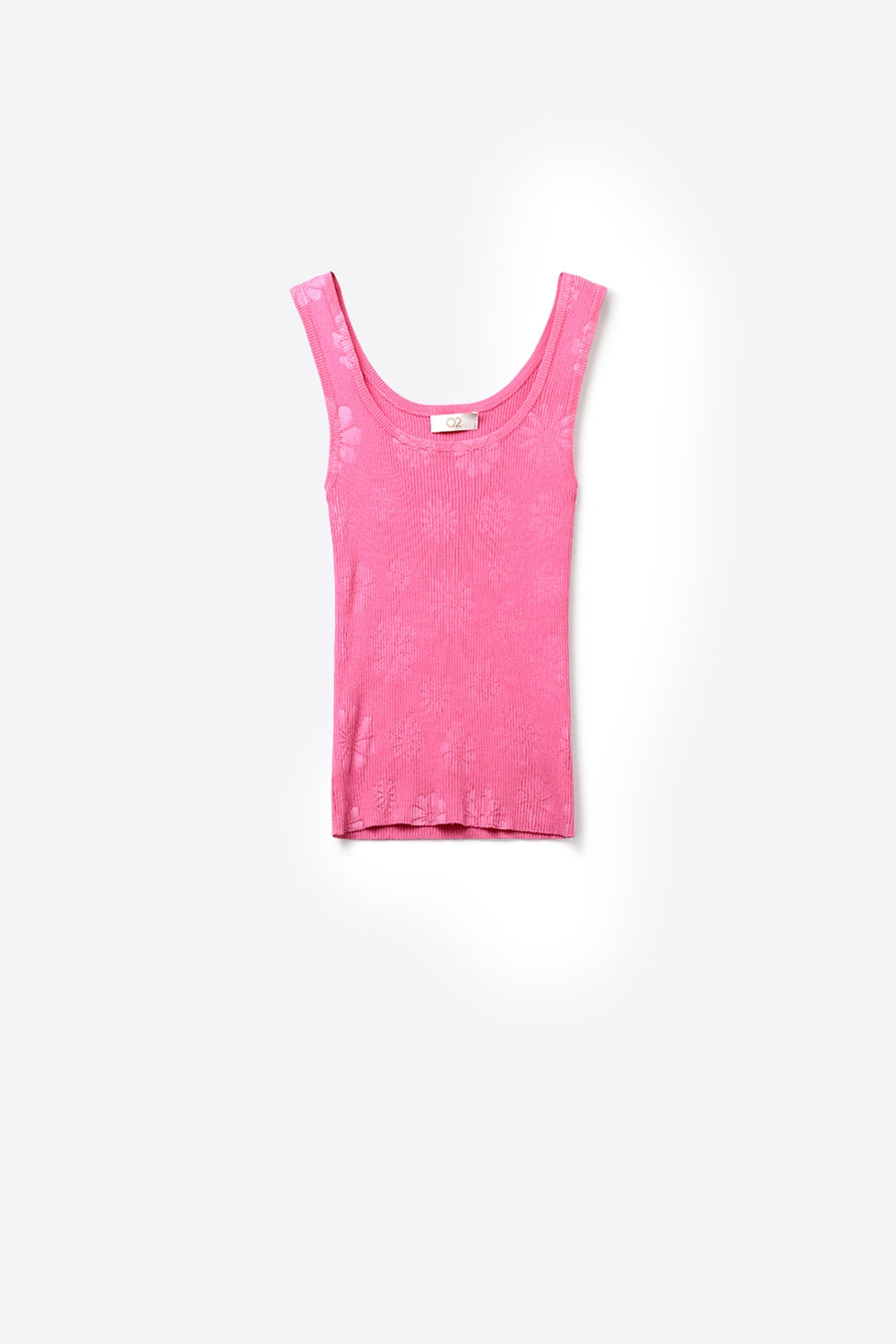 Q2 Canotta senza maniche in maglia a coste rosa da indossare a strati