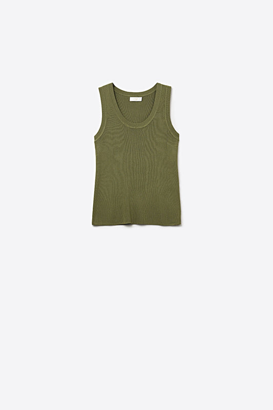 Q2 Canotta Verde Oliva a Coste per Stratificazione