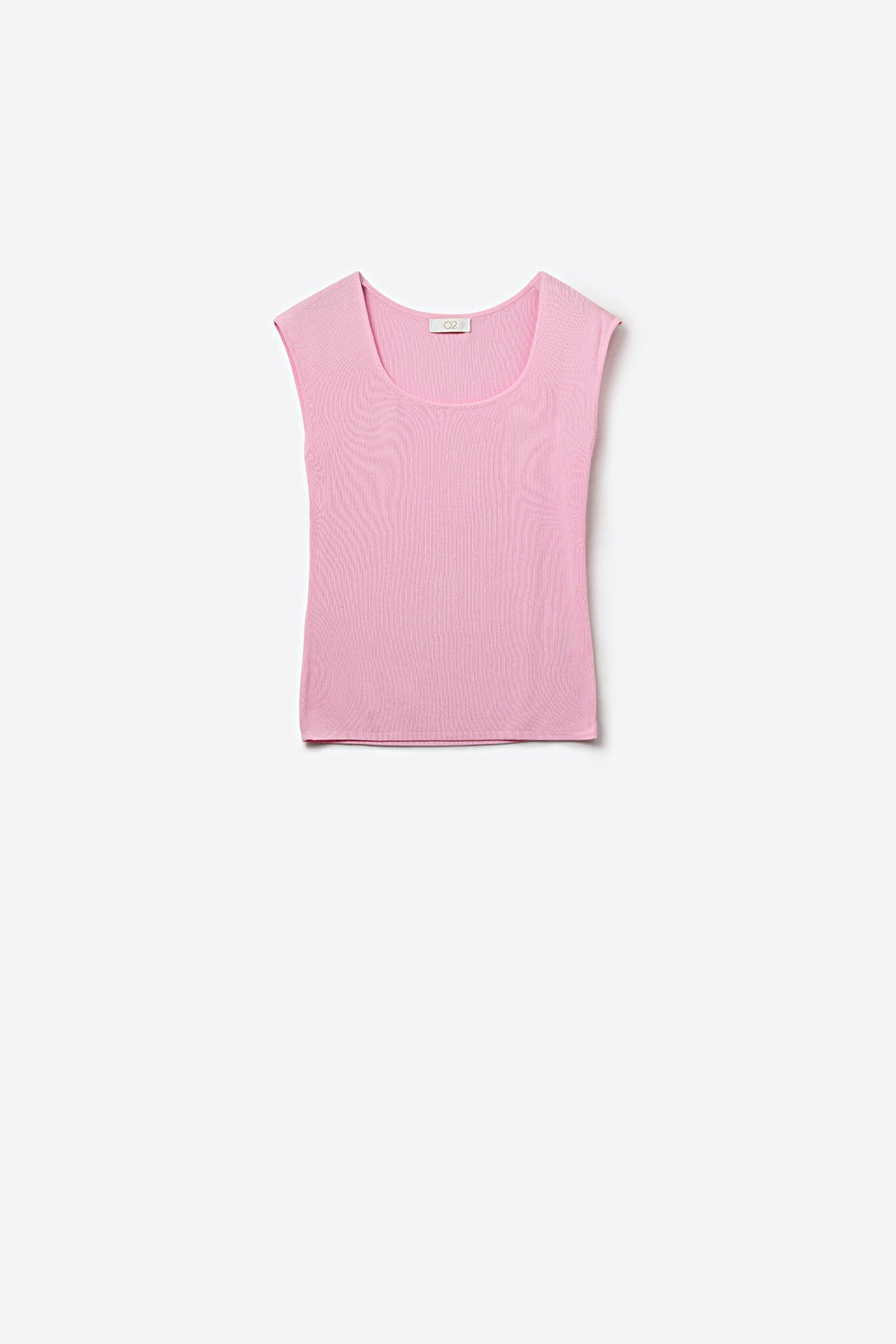 Q2 Canottiera Rosa a Coste con Scollo a Barca