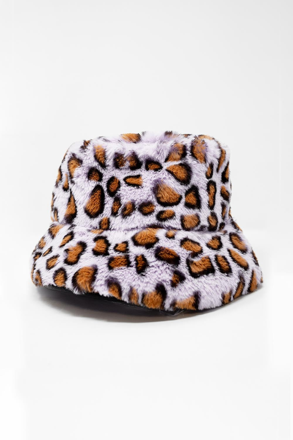 Q2 Cappello da pescatore fondo viola con stampa animalier
