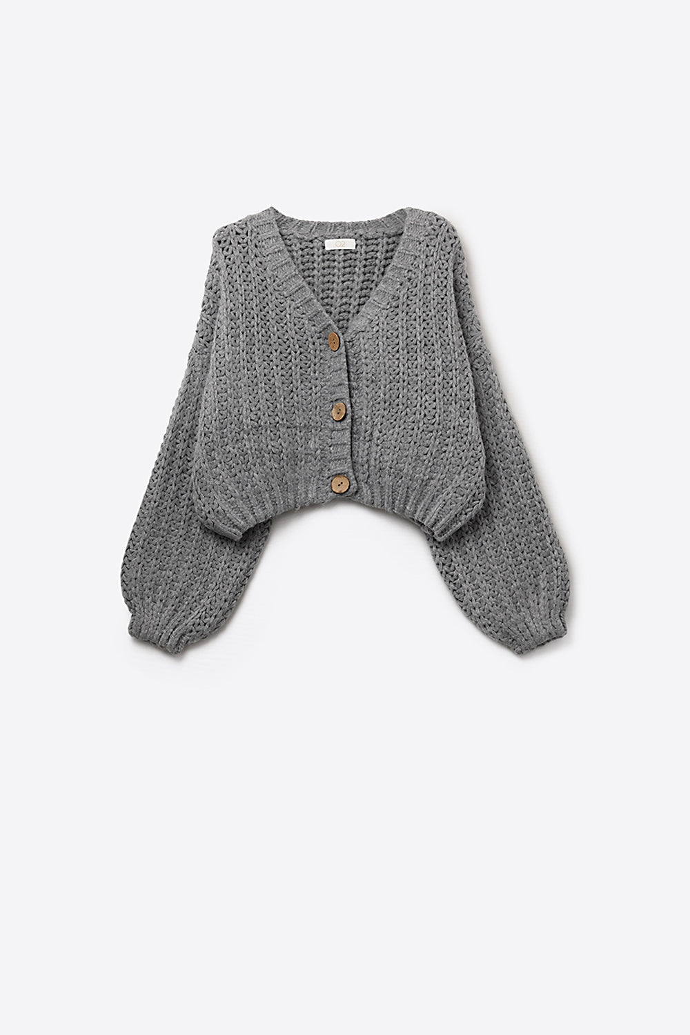 Cardigan aperto a maglia grossa in grigio con bottoni