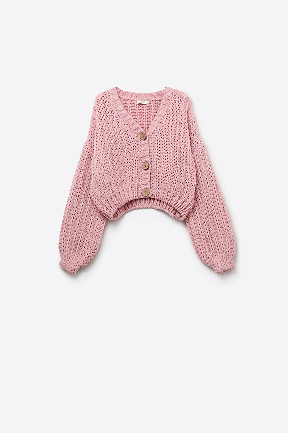 Cardigan aperto a maglia grossa in rosa con maniche rilassate