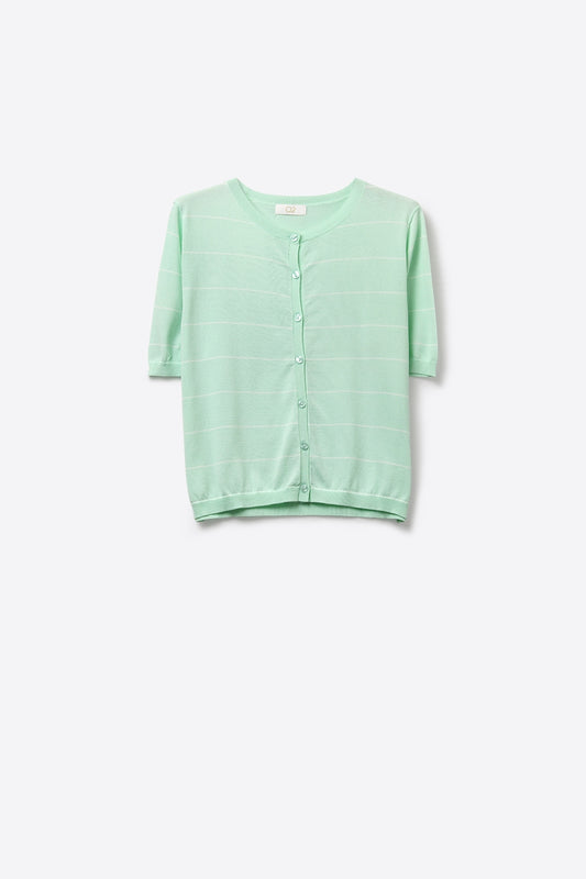 Q2 Cardigan button-up a maglia fine verde menta