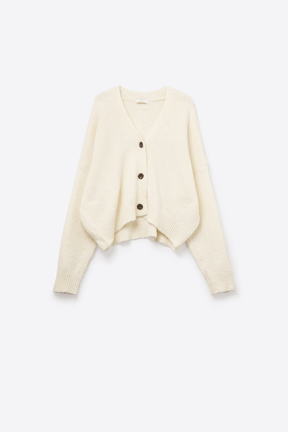 Cardigan con scollo a V e abbottonatura Basic Cream