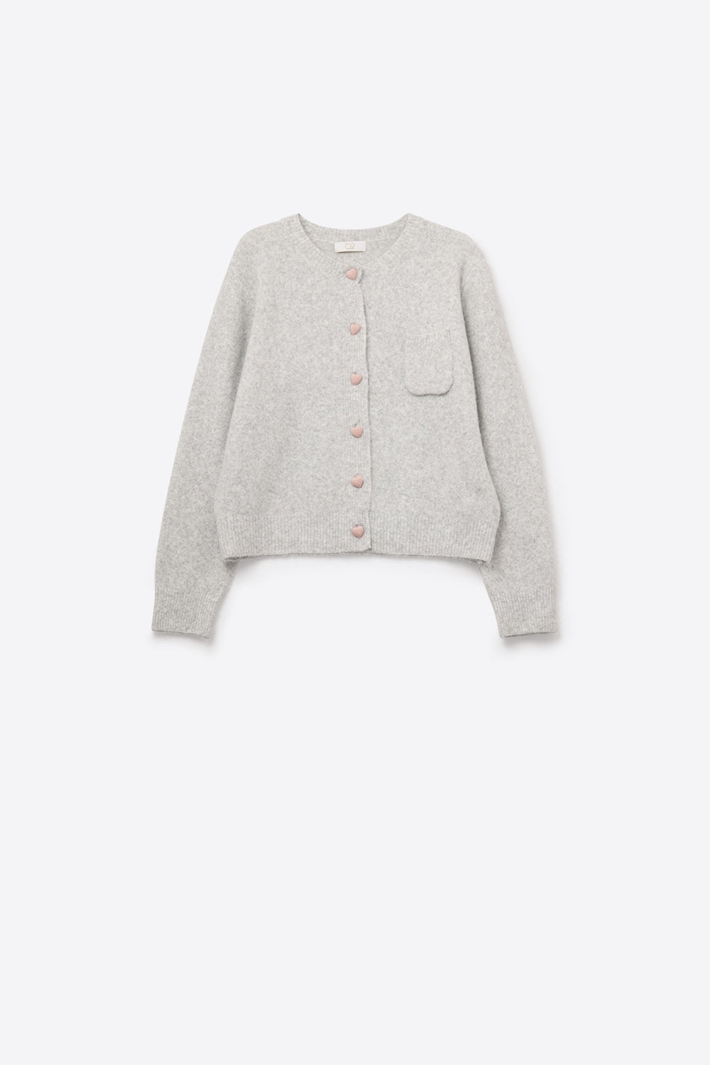 Cardigan grigio soffice con bottoni a cuore