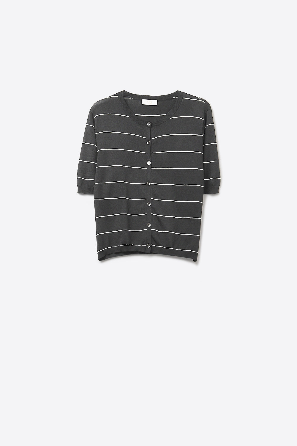 Q2 Cardigan leggero a righe con bottoni in nero