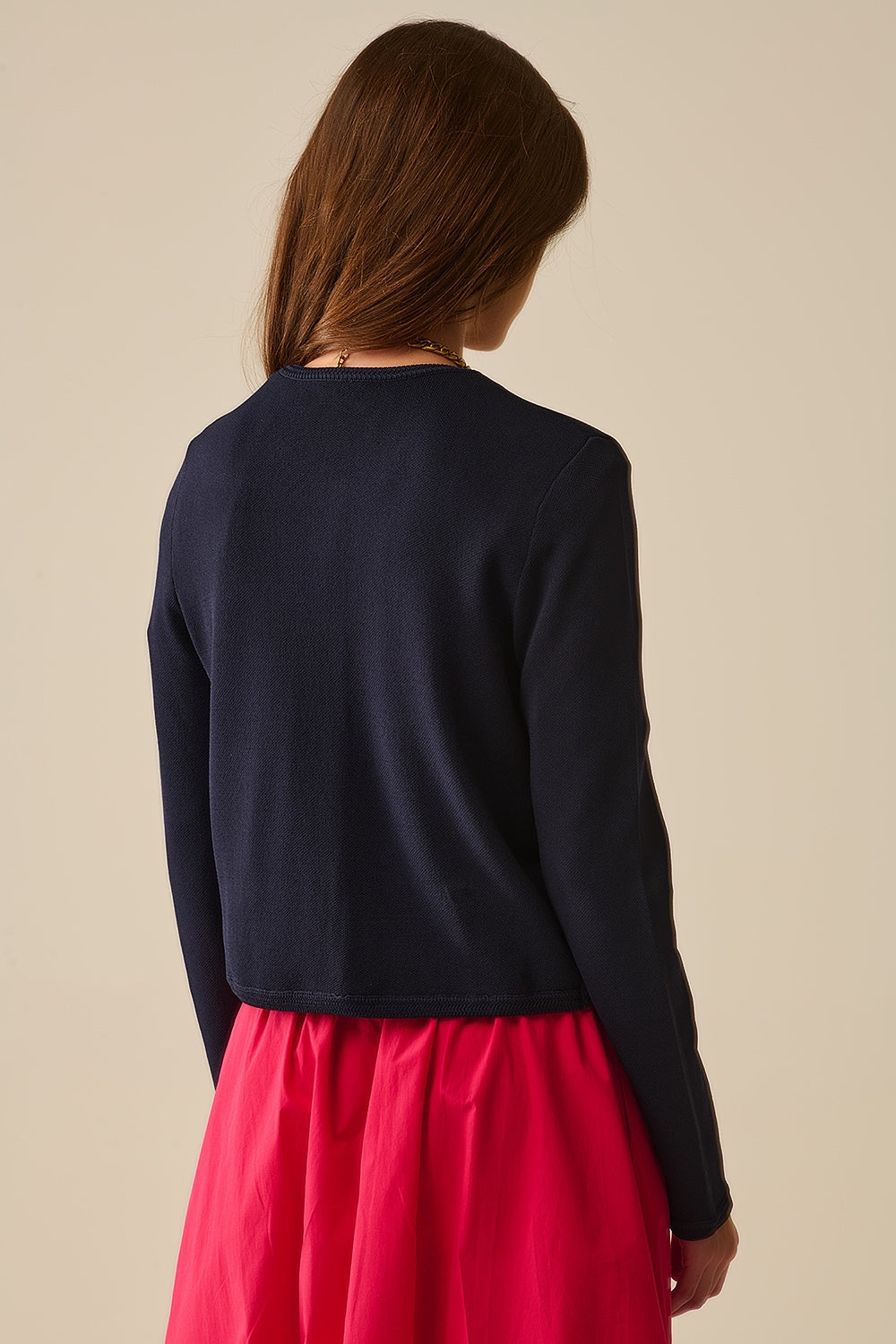 Cardigan navy con bottoni dorati