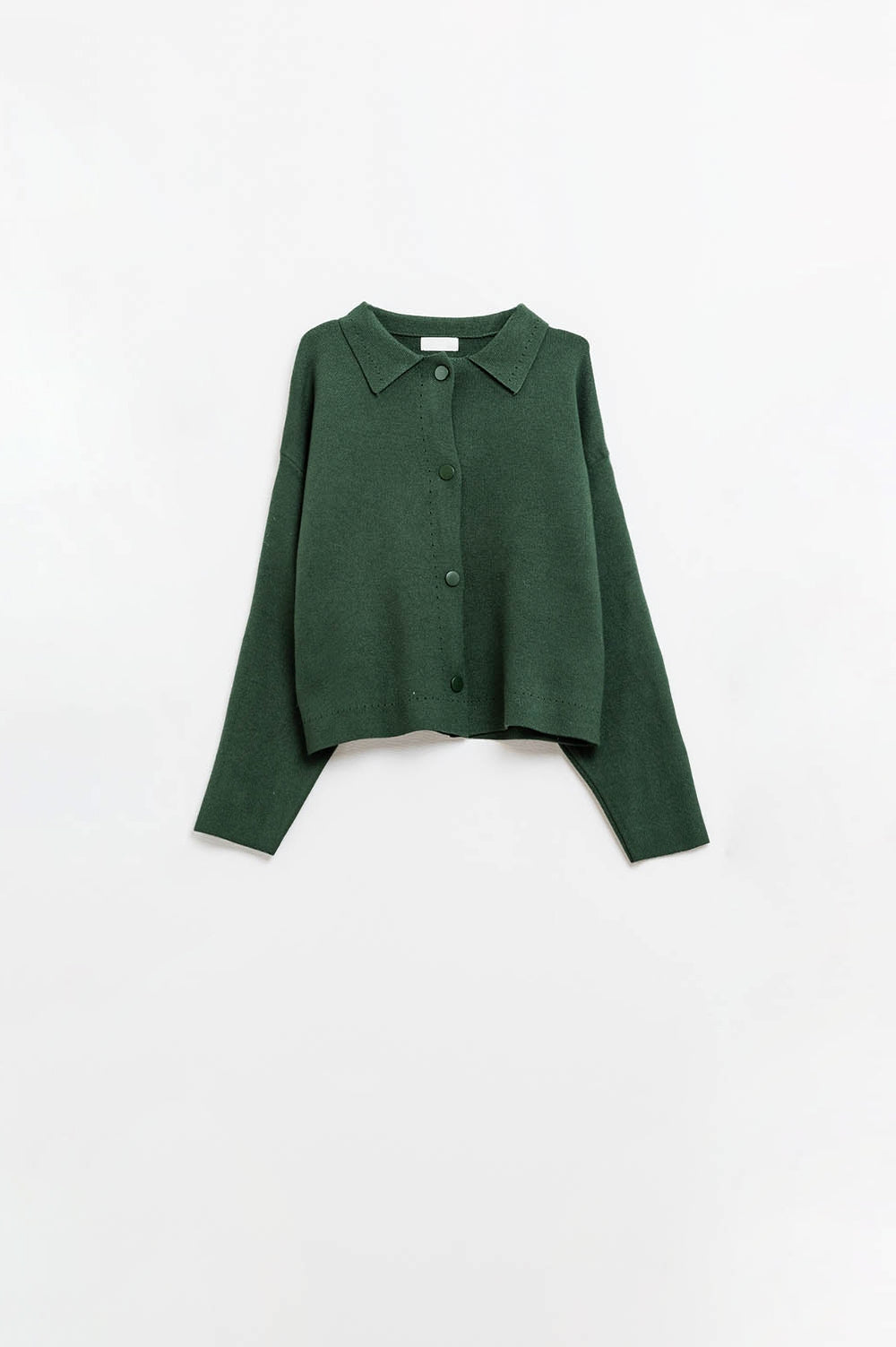 Q2 Cardigan rilassato di alta qualità in maglia verde smeraldo