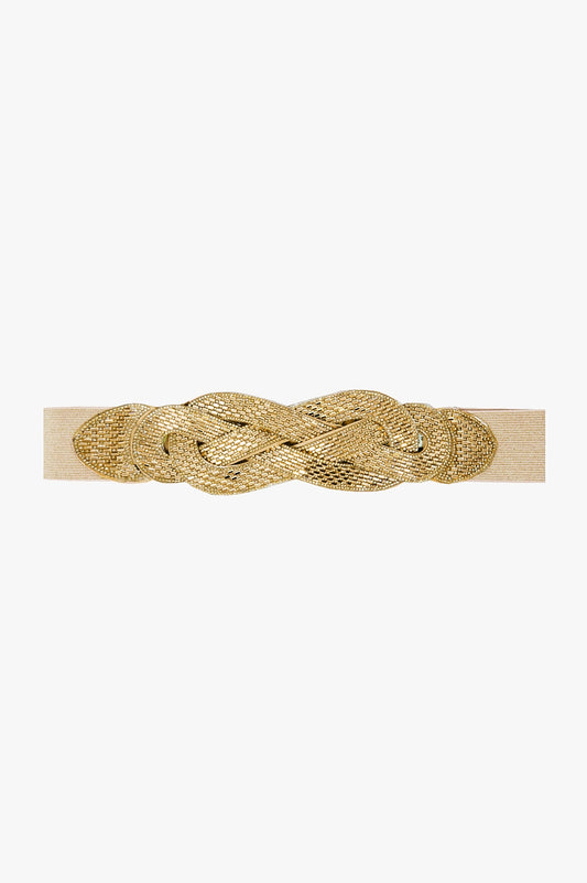 Q2 Cintura beige con dettaglio intrecciato oro
