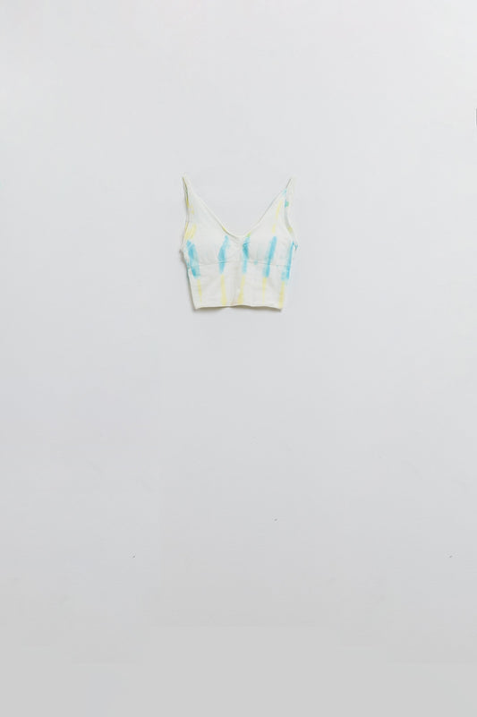 Q2 Crop Top bianco senza cuciture con tinta unita multicolore