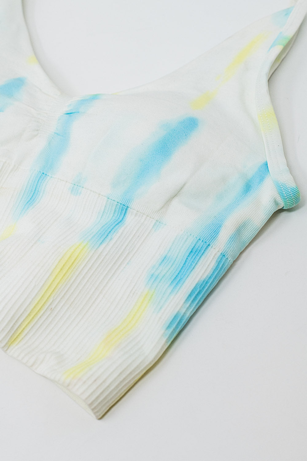 Crop Top bianco senza cuciture con tinta unita multicolore