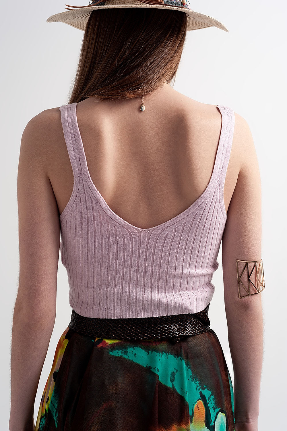 Crop top in maglia rosa in coordinato