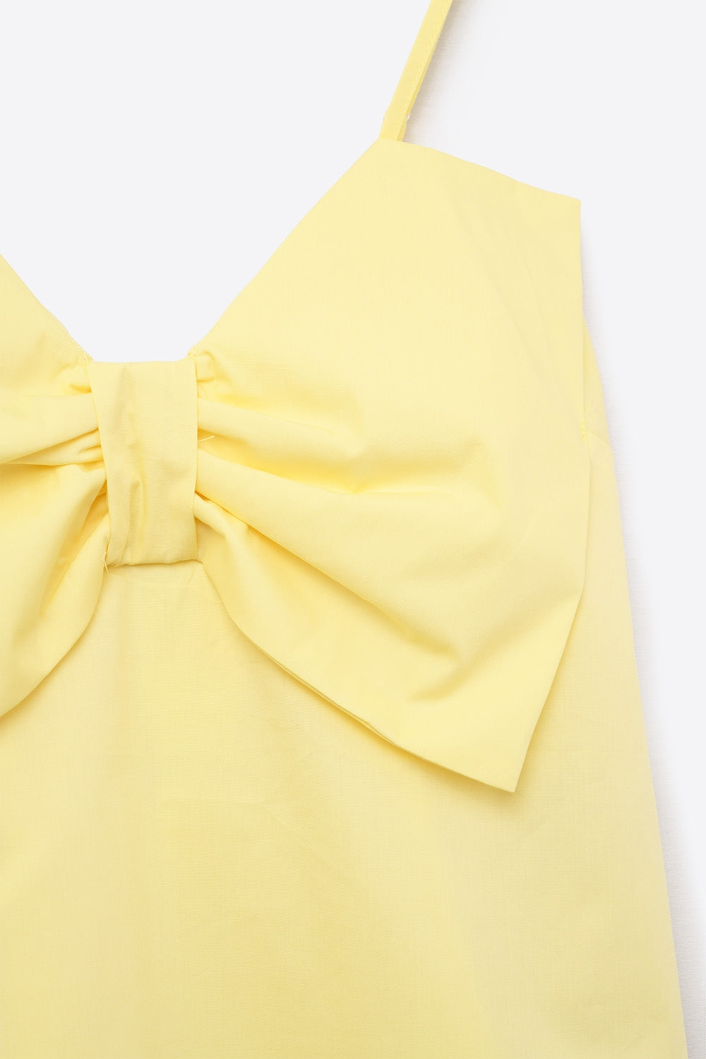 Crop top in popeline giallo con fiocco