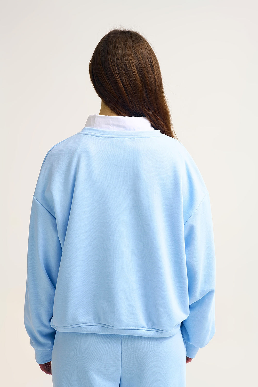 Felpa blu pastello ricamata C™te d'Azur