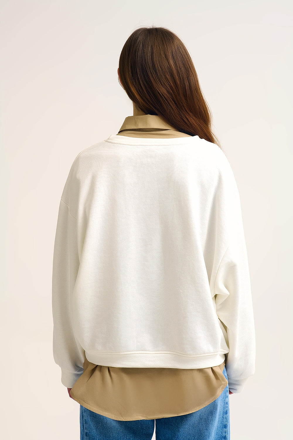 Felpa C™te d'Azur ricamata in crema