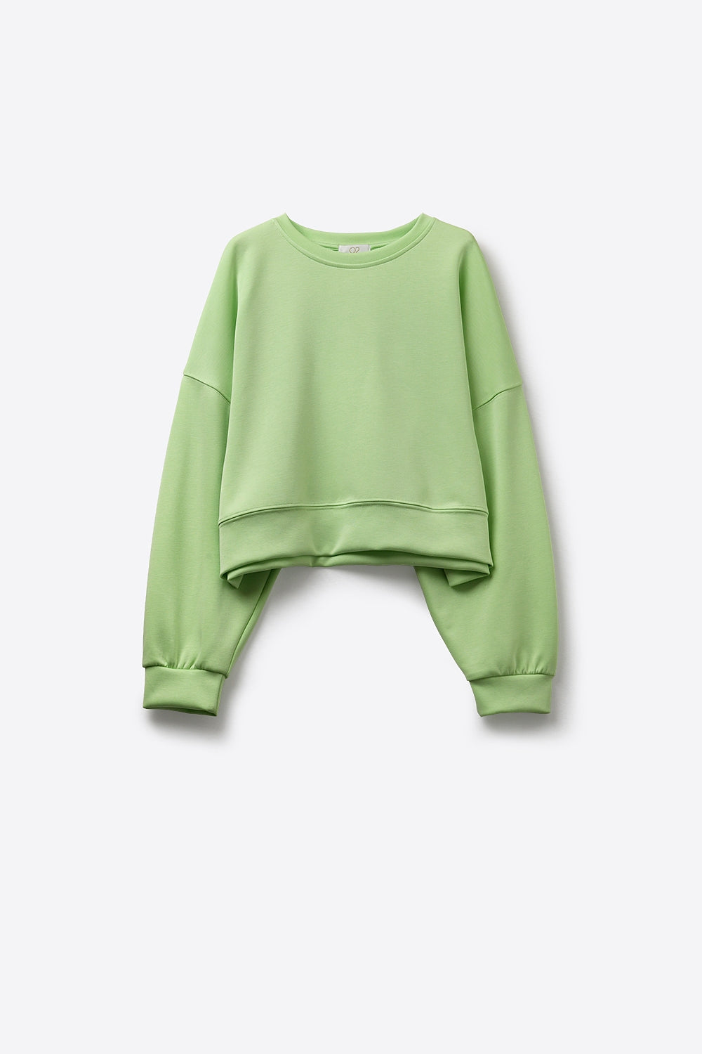 Felpa girocollo con spalle scese di colore verde