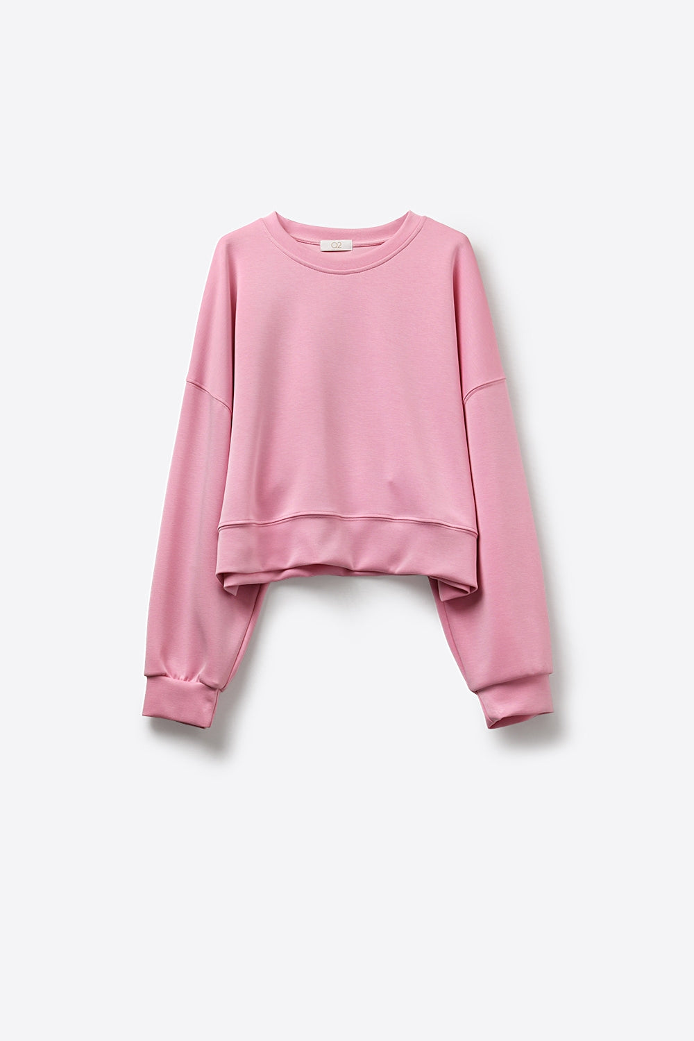 Felpa girocollo con spalle scese in rosa