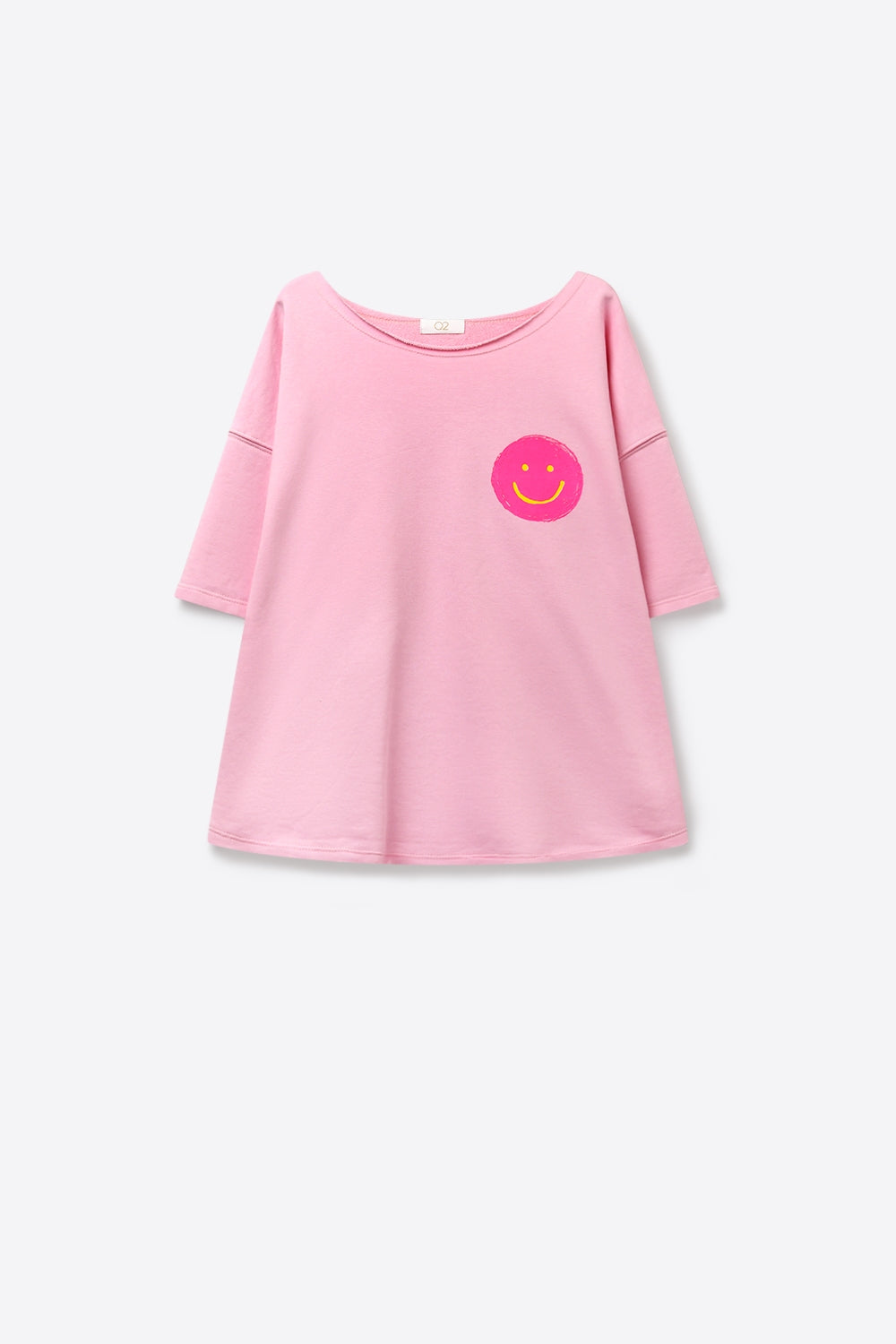 Felpa in Cotone Rosa a Vestibilità Ampia con Dettaglio Smiley