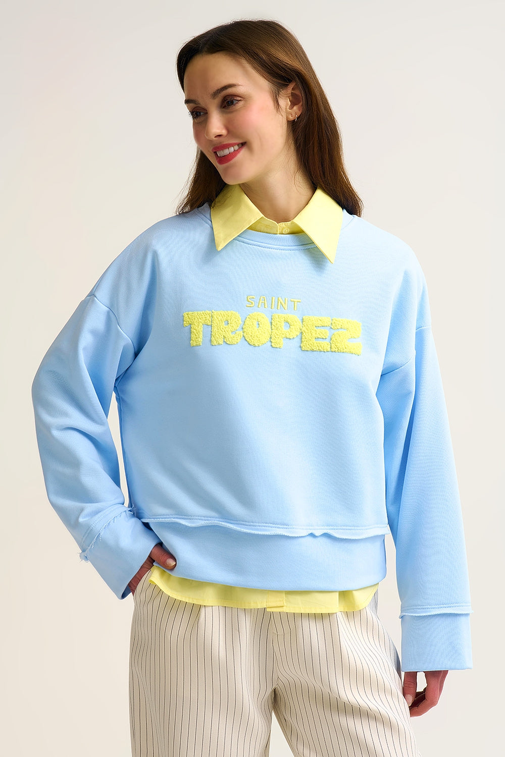 Felpa Saint Tropez ricamata blu bambino