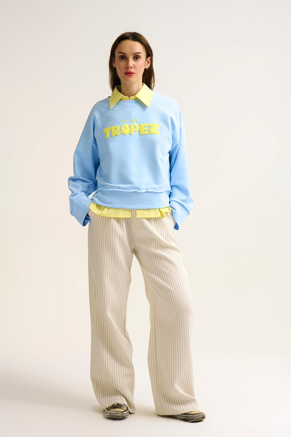 Felpa Saint Tropez ricamata blu bambino