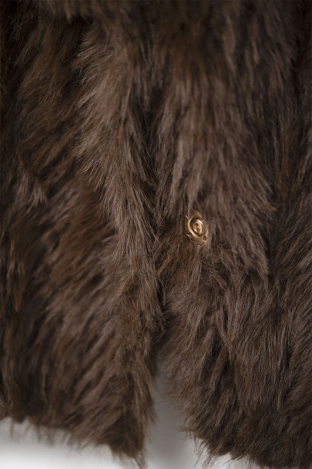 Giacca chic in pelliccia sintetica marrone con collo ampio