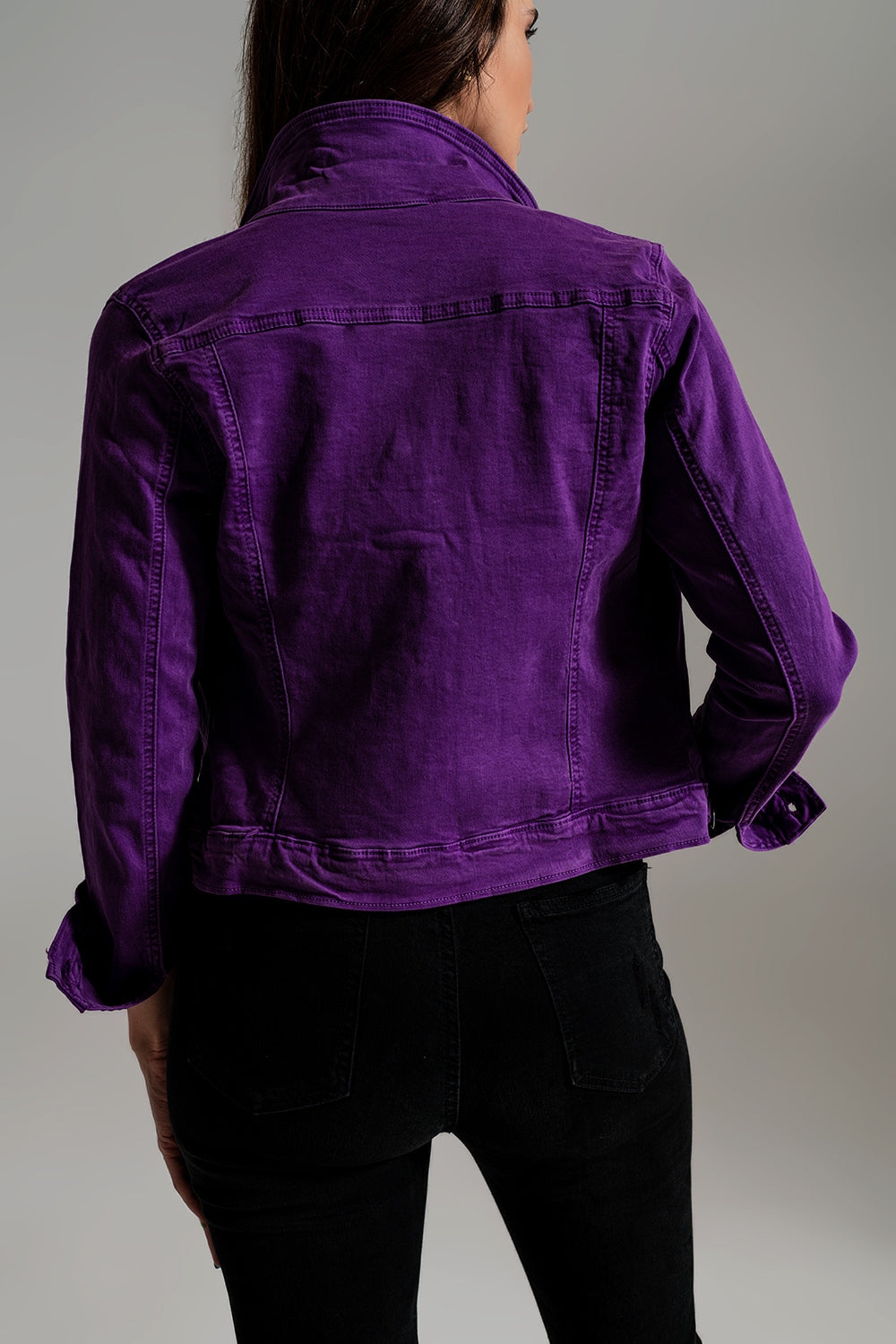 Giacca di jeans slim viola