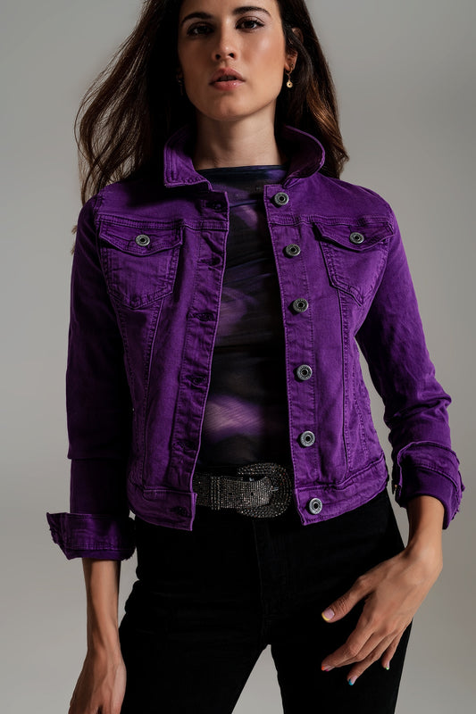 Q2 Giacca di jeans slim viola