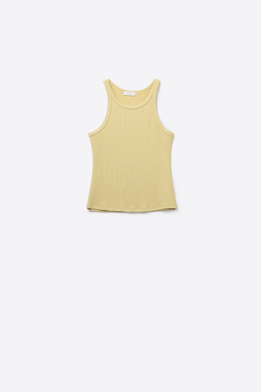 Giallo T-shirt aderente tipo nuotatore con scollo rotondo e spalline