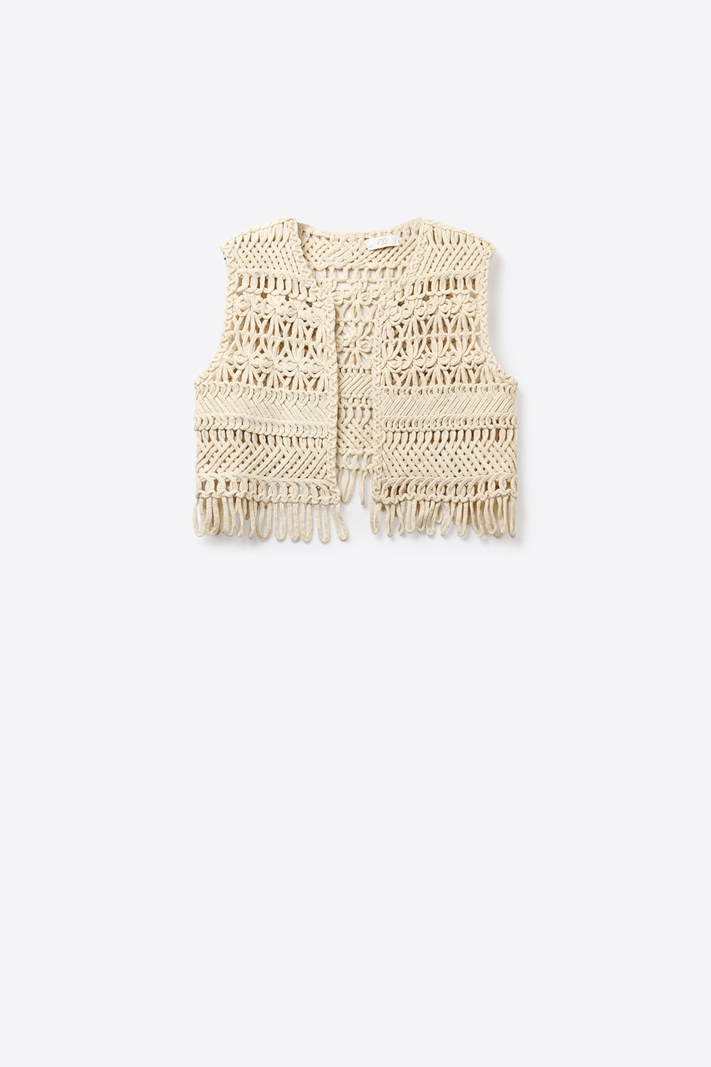 Gilet aperto con frange