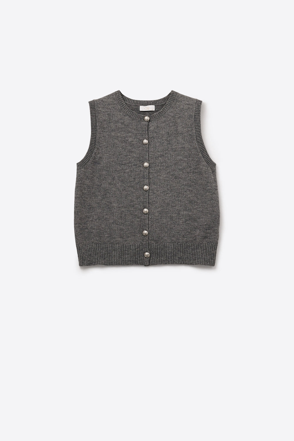 Gilet girocollo con bottoni metallici in grigio